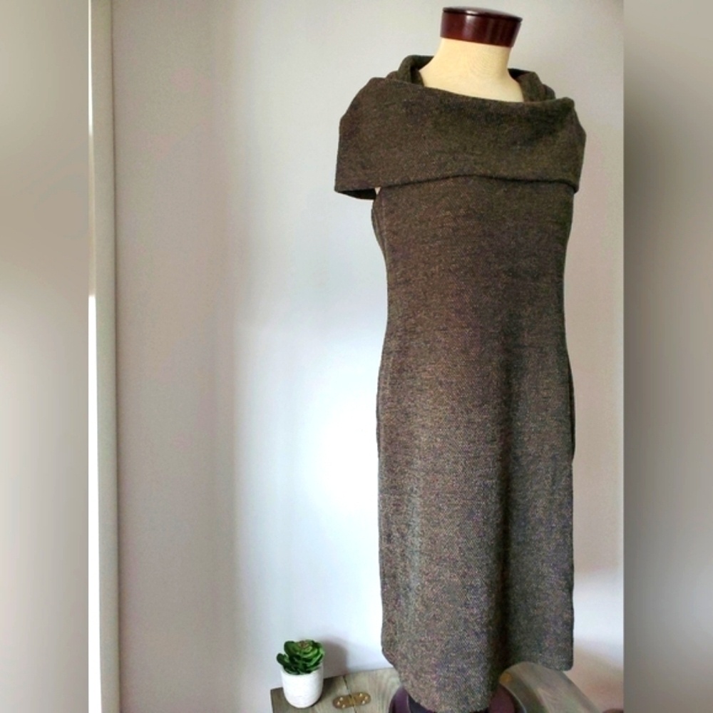 CUE  Australia brown cowl neck dress. Size 14 AUS (10 US) - Picture 2 of 8
